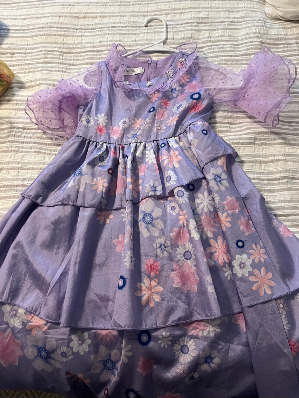 Muababy Girls' Purple Floral Layered Costume size 130